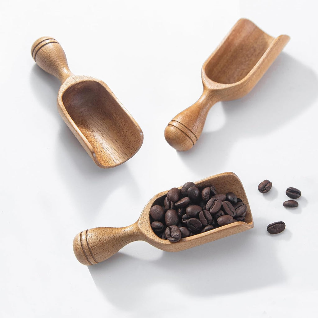 Wooden Scoops for Canisters 3PCS Acacia Wooden Scoop for Jars Small Wood Scoops for Canisters Wooden Scoop for Ground Coffee Scoop for Seasoning Bath Salt Laundry Shovel-Multipurpose