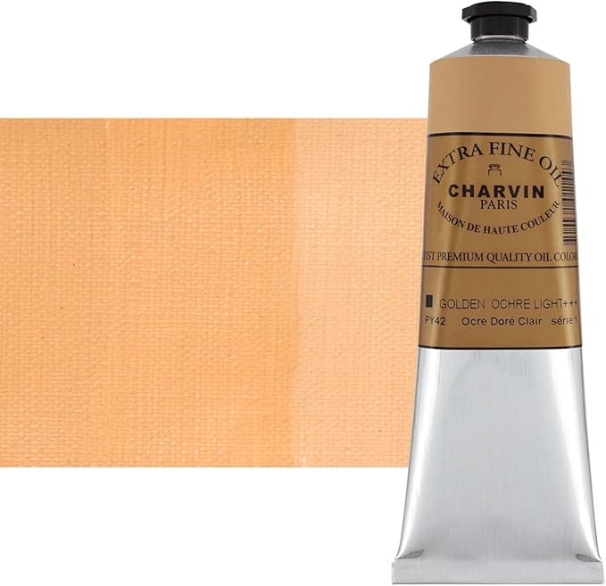 Charvin Extra Fine Oil Paint, Golden Ochre Light 150 ml - Triple-Milled, Rich Texture, Poppy Oil-Based, Light-Fast, Handmade, Archival Quality