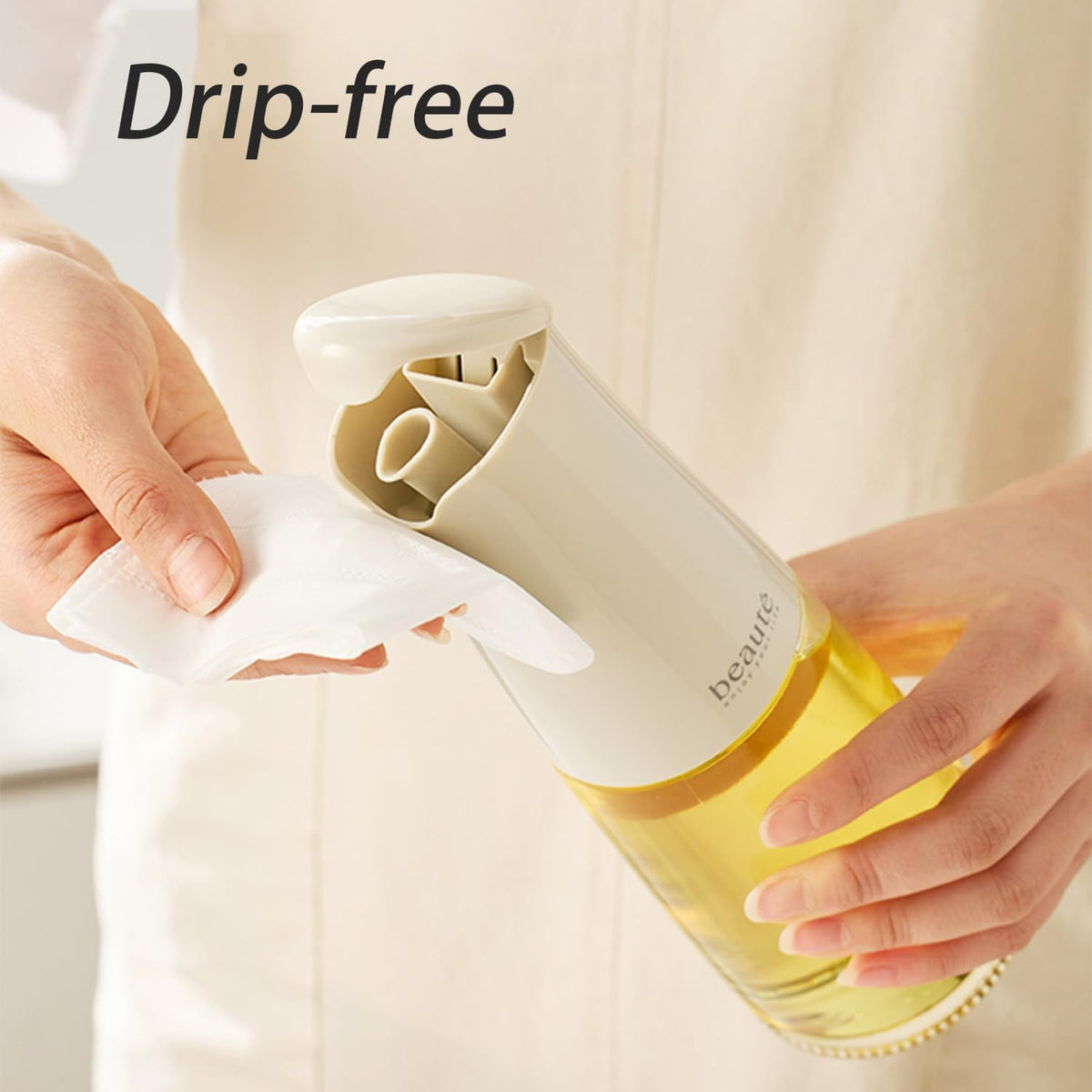 17oz Oil Bottles for Kitchen, Auto Flip、Non-Drip、Leak Proof, Cooking Oil Dispenser, Vinegar Dispenser, Cooking Glass Bottle with 500ml (Light Green)