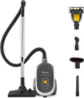 Aircliff Canister Vacuum Cleaner, Specially Designed Nozzle for Pet Family, 1200W & 17Kpa Strong Suction, 2 HEPA Filters & 5 Cleaning Tools for Hard Floor, Carpet, Upholstery, Pet Hair(Sliver)