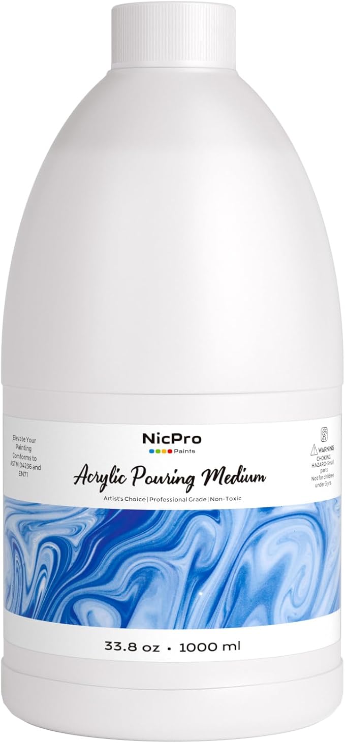 Nicpro Paint Thinner for Acrylic Painting, 33.8oz / 1000ml, Acrylic Paint Thinner, Acrylics Flow Medium Improve Flow Consistency