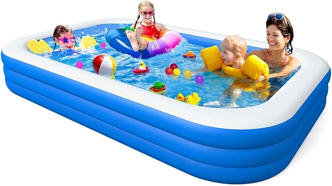 Inflatable Swimming Pool, Blow up Pool, Above Ground Swimming Pool for Family,Pool for Adults 120x 72 x 22 inch Full-Sized Inflatable Pool for Outdoors, Backyard