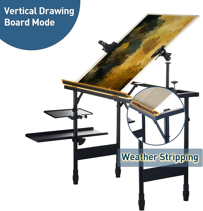 Artist Easel Stand Metal Foldable Portable Ergonomic Adjustable Easel for Painting Canvases Height from 16" to 30" Equipped with Carry Bag&Umbrella Stand for Outdoor&Indoor Painting Drawing