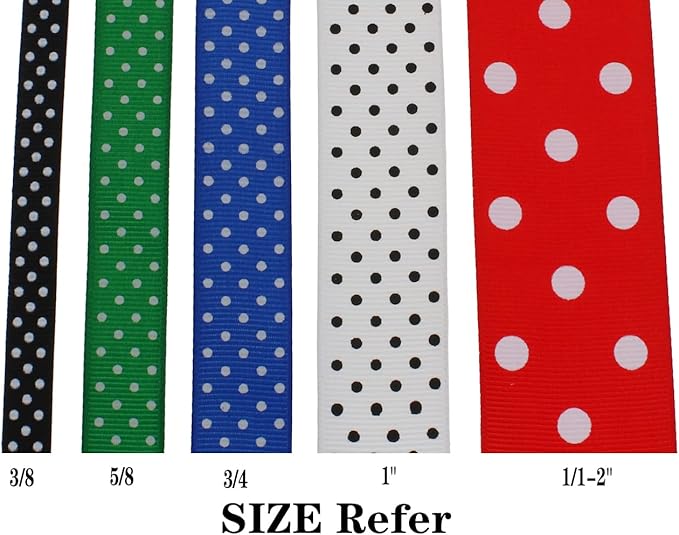 Polka Dot Grosgrain Ribbon 25 Yard Each Roll 100% Polyester (3/8", Beige)