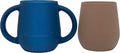 | Teenie Tiny™ Silicone Developmental Baby-Led Weaning Drinking Cups (2 pack) (Warm Taupe and Blue Fusion)