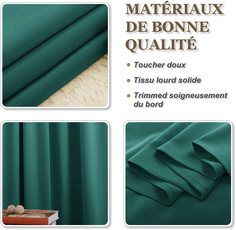 PONY DANCE Children Curtain Panels - Light Blocking Window Covering for Bedroom Energy Saving Thermal Insulated, W 42 by L 45 inch, Hunter Green, 2 Pieces