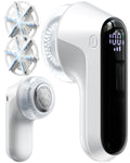 Fabric Shaver, Rechargeable Lint Shaver with Digital Display, Electric Portable Sweater Shaver with 6-Leaf Blades and Safety Lock, 3-Speeds Lint Remover to Remove Pilling for Clothes, Furniture White
