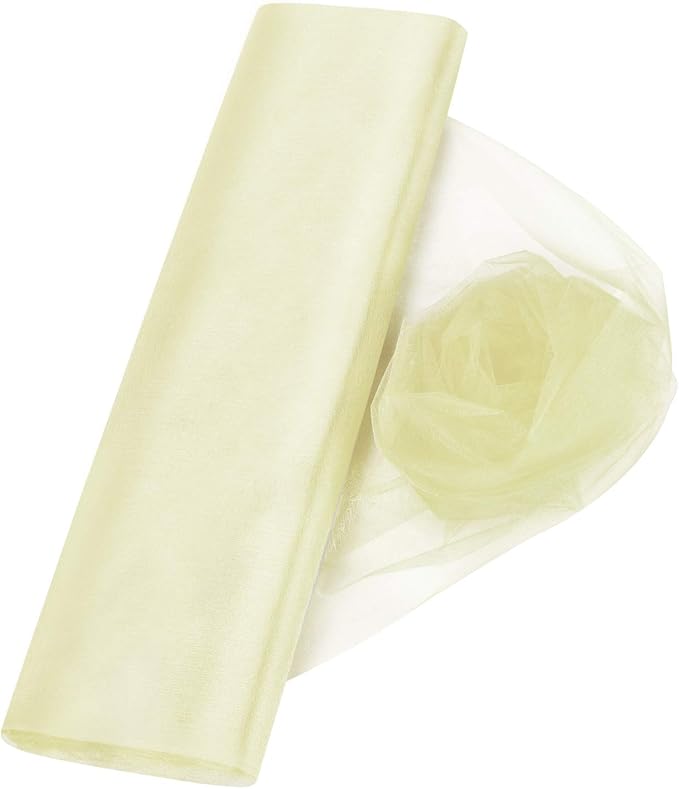 Crystal Organza Tulle Sheer Fabric Backdrop Curtains for Wedding Baby Shower Birthday Party Event Decor, 19” by 30 Yard (Ivory)