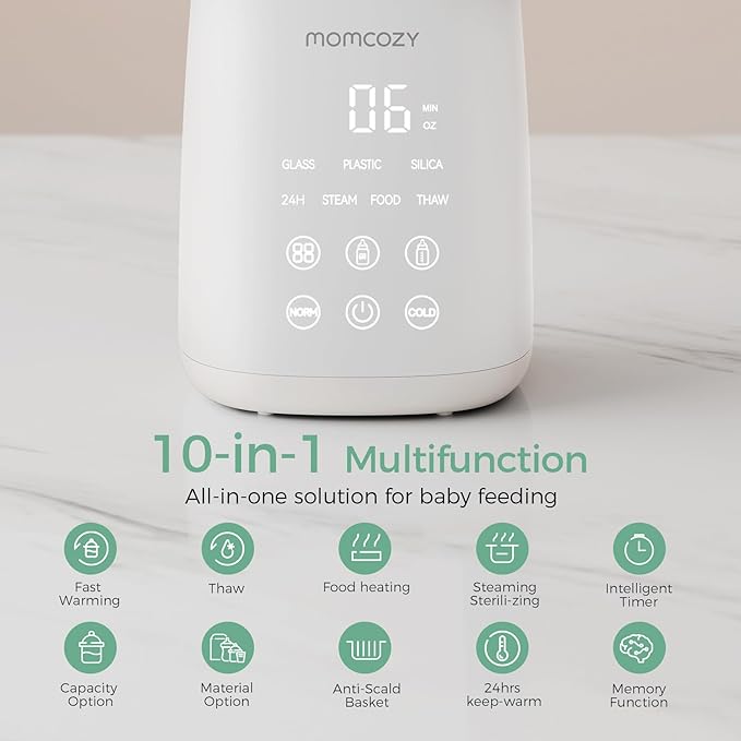 Momcozy Bottle Warmer, Fast Bottle Warmers for All Bottles with Timer, Accurate Temperature Control and Automatic Shut-Off, Multifunctional Bottle Warmer for Breastmilk