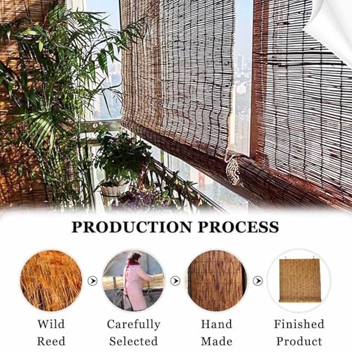 Patio Shades Roll Up Outdoor, Bamboo Blinds for Outdoor Patio, Thernal Insulated Shading Reed Blinds, Blackout Bamboo Shade, Privacy Screen, 24″ 30″ 34″ 36″ 39″ 43″ 48″ 51″ 55″ 70″ Width - size: 30"W x 67"H