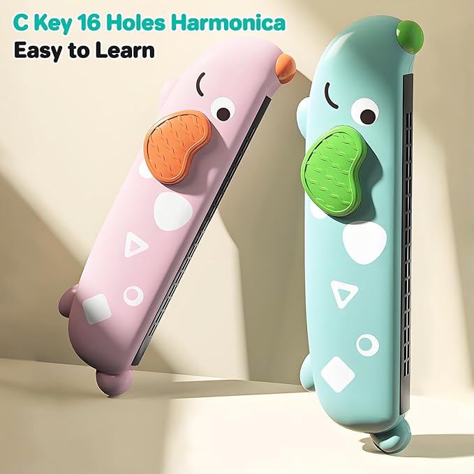 3PCS Harmonica for Kids, Beginners, Toddler muiscal Instruments Toys, Yellow, Pink, Green 16 Hole Harmonica Set, Educational Toys for Children