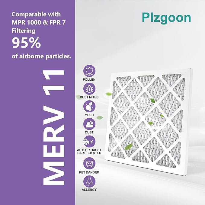 14x14x1 Air Filter MERV 11 (2 Pack) MPR 1000 Pleated AC Furnace Filters Replacement Compatible with Air Conditioner AC HVAC Furnace (Exact Dimensions: 13 3/4x13 3/4x3/4 Inches)