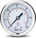 SENCTRL 0-60 Psi Pressure Gauge, 2" Dial, 1/4 NPT Back Mount, Waterproof, Stainless Steel Case, for Swimming Pool Filter Pump Spa Water Air MTB Tire Pressure Test