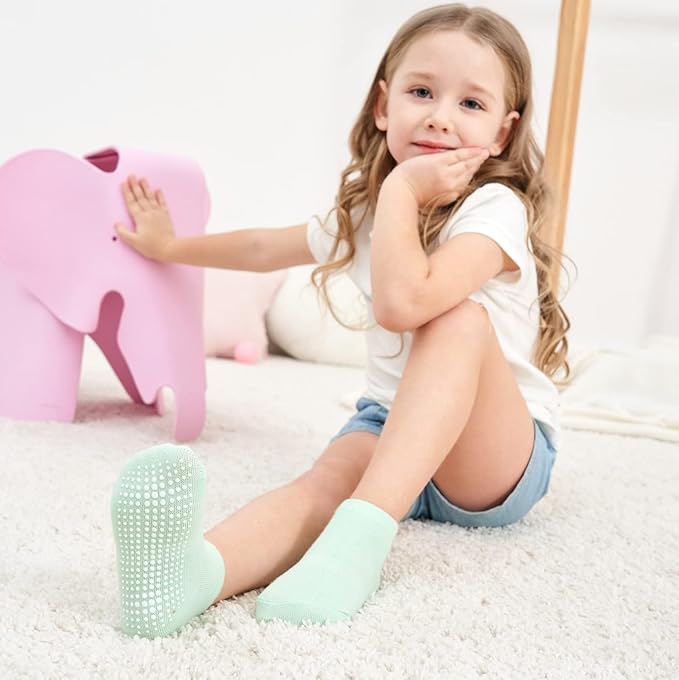 Zaples Baby Non Slip Grip Ankle Socks with Non Skid Soles for Infants Toddlers Kids Boys Girls