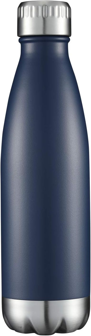 HASLE OUTFITTERS 17oz Stainless Steel Water Bottles, Vacuum Insulated Water Bottles Double Walled Powder Coated Reusable Metal Sports Water Bottles Keep Drinks Hot and Cold, Navy, 1Pack