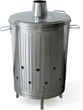 Plexon Metal Compost Bin Outdoor Burn Bin - Galvanized Trash Can with Lid Chimney and Vent Holes - Trash Burning Container Composter Incinerator for Garbage, 20 Gallon (Chimney Lid and Vent Holes)
