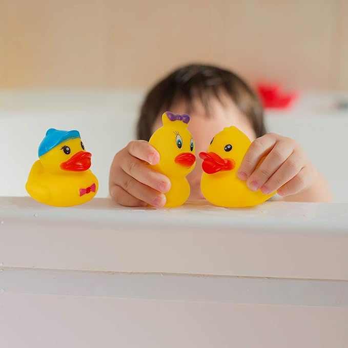 Set of 15 Duck Bath Toy Rubber Duckies, 2 Inches Bathtub Duck Set Squeak Rubber Floating Duck Baby Shower Bath Tub Pool Toys
