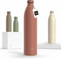 LARS NYSØM Stainless Steel Insulated XL Water Bottle 12oz 17oz 25oz 34oz 51oz | Insulated Thermo Flask for Hot and Cold Beverages | Leakproof Drinking Bottle (Brick Red, 50.7 oz)
