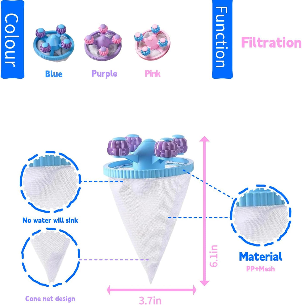 Upgrade Pet Hair Remover for Laundry - Lint Catcher for Washing Machine, Reusable Household Hair Filter Washer Lint Trap Net Pouch (4 Pieces)