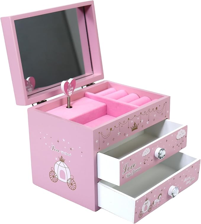 Music Jewelry Box for girls Pink Princess Castle girls jewelry box Little girl birthday christmas Gift kids jewelry box Organizer