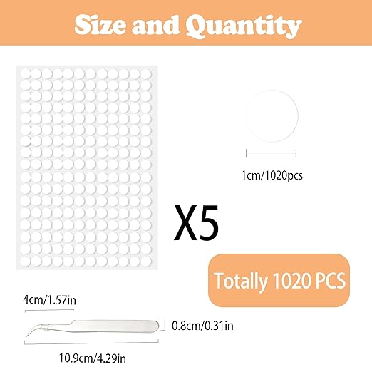 1020 PCS(0.39") Double Sided Sticky Dots Removable Strong Adhesive Tack Heavy Duty Sticky Pads Putty No Traces Clear Sticky Tack for Picture, Poster, Art Craft, Decoration, Party Office Supplies
