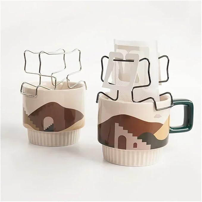 1x Coffee Filter Holder Portable Reusable Outdoor Tea Filters Dripper Baskets Disposable Ear Drip Paper Bag Shelf Japanese Style(C)