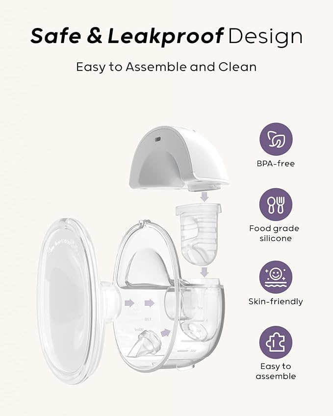 Nuliie Hands-Free Breast Pump, Wearable Breastfeeding Pump 4 Modes 9 Levels with 18/21/24MM Flange, Electric Breast Pump Portable, Replaced Pumping Accessories Included (Pink, 2 Packs)