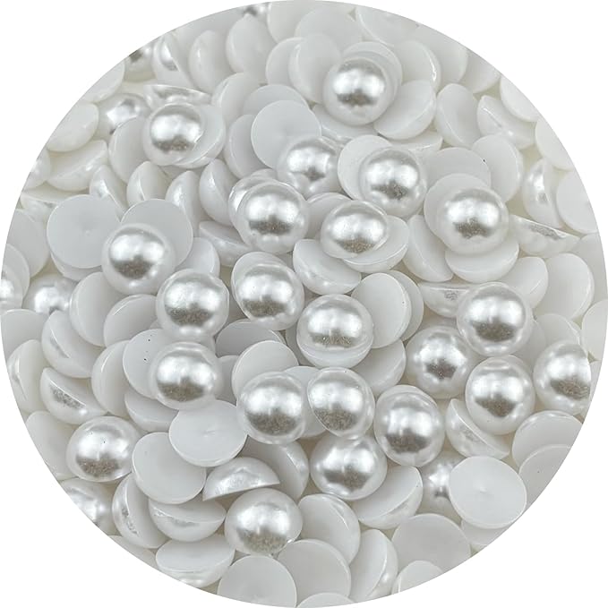 200pcs 14mm Half Pearls for Crafts Flatback Round Half Pearl Beads for Jewelry Making Nail Art Scrapbook Craft Wedding Dress Decoration(White)