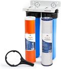 Aquaboon Whole House 2-Stage Water Filter System with 20x4.5 Anti-Scale, KDF Filters, Pressure Gauges & Release, Wrench, Iron Bracket