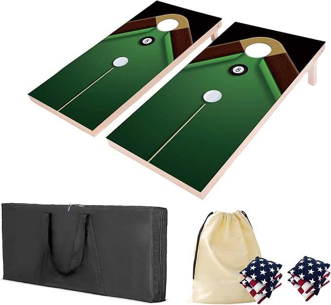4×2FT Cornhole Board Set,Wooden Corn Hole Games for Adults Bean Bag Toss Game Set, with Corn Hole Bags Set 8,2 Cornhole Boards and a Carrying Case for Wedding/Party/Outdoor/Hiking/Yard