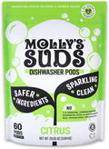 Molly's Suds Dishwasher Pods | Clean Dishwasher Detergent, Cuts Grease & Rinses Clean (Residue-Free) for Sparkling Dishes | 60 Auto-Release Tabs (Citrus)