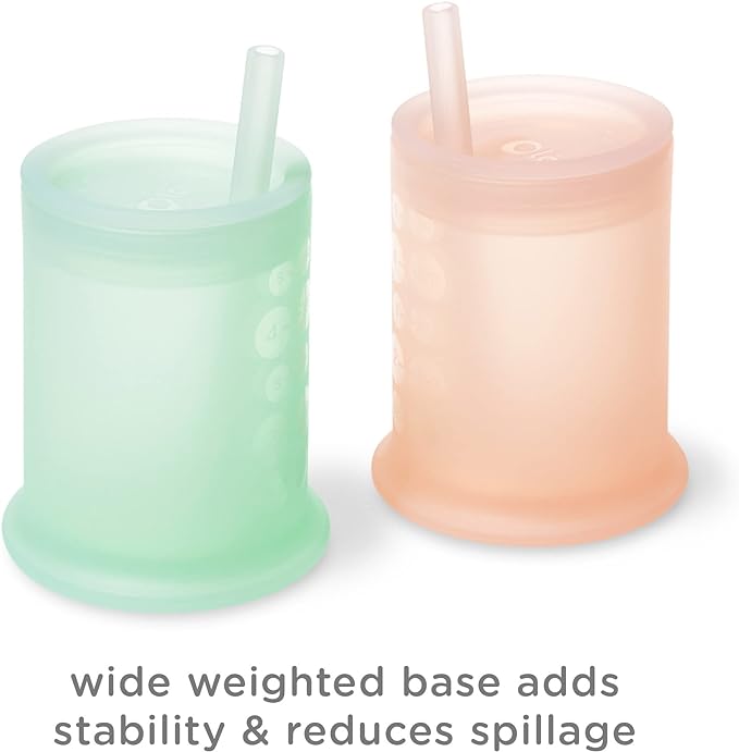 Olababy Silicone Training Cup with Straw Lid | Babies Water Drinking Cup | 6+ Mo Infant To 12-18 Months Toddler | Sippy Cup For Kids & Smoothie Cup | Baby Led Weaning (Mint, 5 oz)
