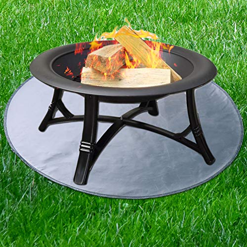 Fire Pit Mat, Round Grill Mat for Ground, Patio, Deck, Lawn, Outdoor or Campsite Protection Ember Mat Pad Silver (24‘’x24‘’) - size: 24‘’x24‘’