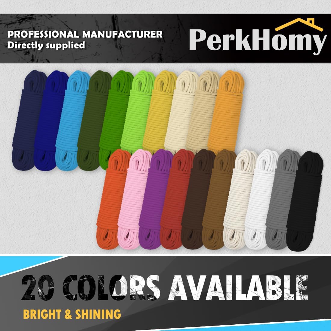 PerkHomy Cotton Rope 3/16" (5mm) 100 ft Multi Purpose Utility Diamond Braided Cord, Natural Cotton for Clothes Line Camping Crafting Flag Pole, Army Green