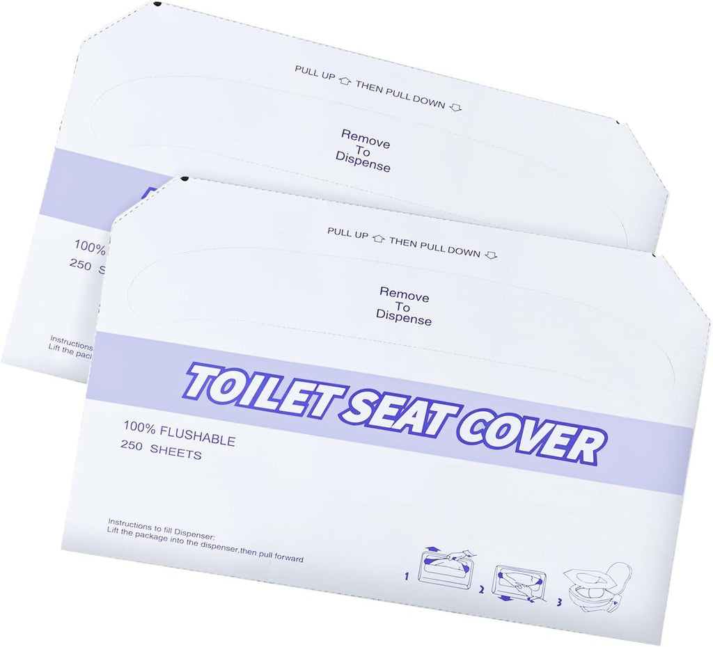 2 Pack (500 Pieces) Disposable Toilet Seat Covers Flushable Paper Toilet Seat Cover for Bathroom, Hotels, Travel, Kids or Adults