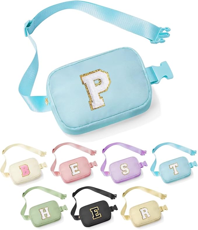 YOOLIFE Gifts for Girls - 5-16 Year Olds, Preppy Teen Girl Gifts, Blue Initial Crossbody Bag