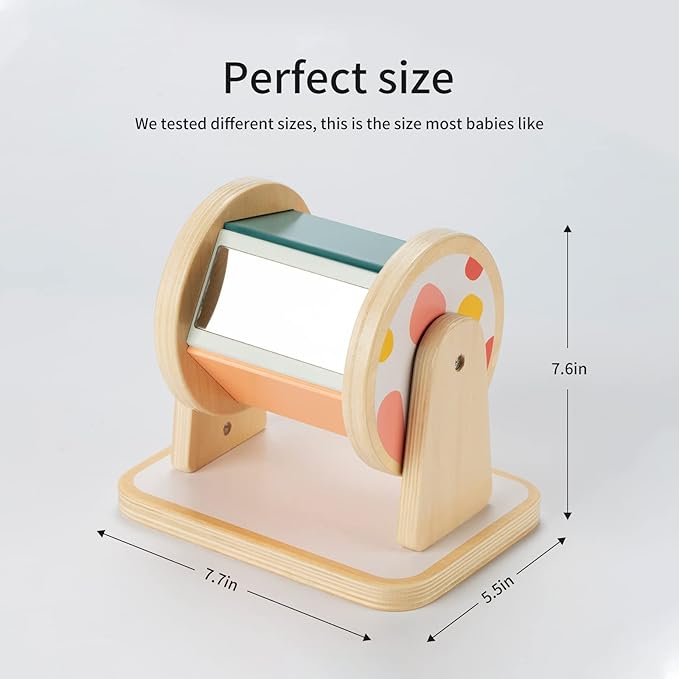 Montessori Spinning Drum, Montessori Toys for Babies 6-12 Months, Montisory Baby Toys for 1 Year Old Infant, Wooden Toy for Baby
