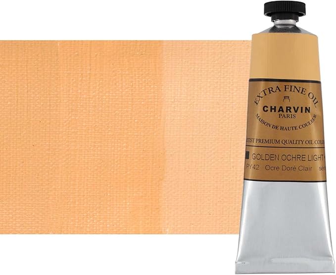 Charvin Extra Fine Oil Paint, Golden Ochre Light 60 mL - Triple-Milled, Rich Texture, Poppy Oil-Based, Light-Fast, Handmade, Archival Quality