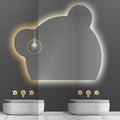 LTSRLL LED Vanity Mirror Cute Bear Decorative Mirror for Bathroom & Dressing Tabler Backlight Wall Mirror with 3 Color Dimmable Light Demister Pad Human Body Sensor Switch(Cut Down,70cmx85cm)