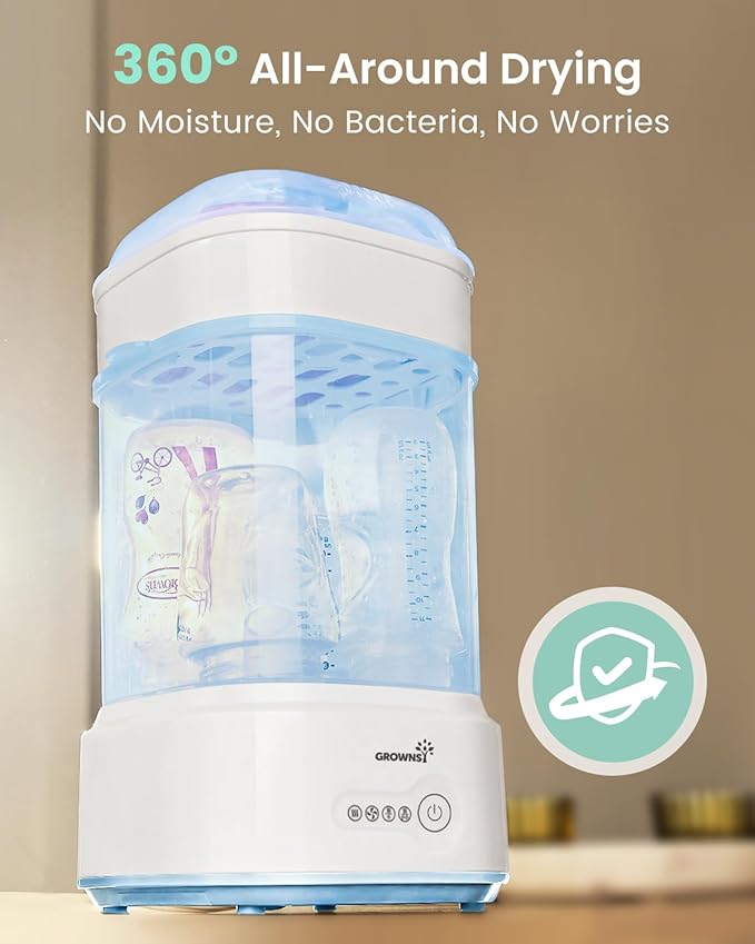 Bottle Sterilizer and Dryer, Compact Electric Steam Baby Bottle Sterilizer (Esterilizador de Biberones), Bottle Sanitizer for Baby Bottles, Pacifiers, Pump Parts Blue
