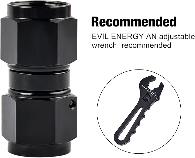 EVIL ENERGY 8AN Female to 8AN Female Straight Swivel Coupler Union Fitting Adapter Aluminum Black 2PCS