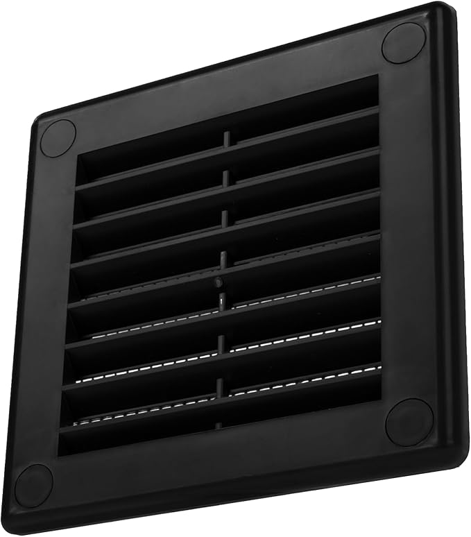 Vent Systems 3" x 3" (Opening Dimensions) Black Plastic Soffit Vent Cover - Durable Flat Square Air Vent Grille with Mesh Screen - Weather Resistant Ventilation Grill, Wall & Ceiling, Indoor & Outdoor