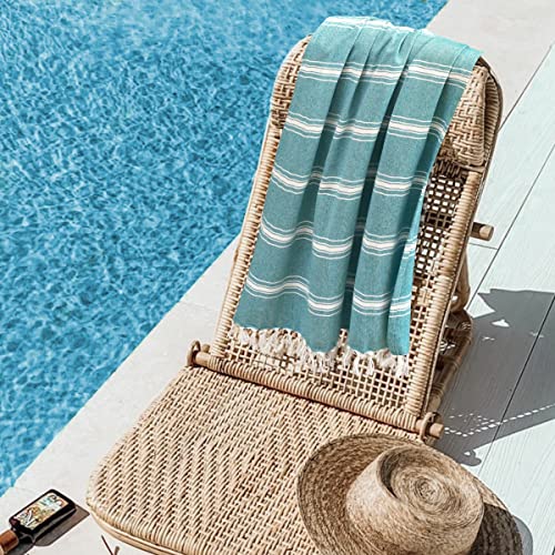 Belizzi Home Turkish Beach Towel -Large Beach Towels Oversized 4 Pack - Soft Durable Compact Lightweight Quick Dry Sand Free Bath Pool Towel Set for Beach Gifts Clearance Vacation Travel - Teal - color: Teal, size: 4 Pack