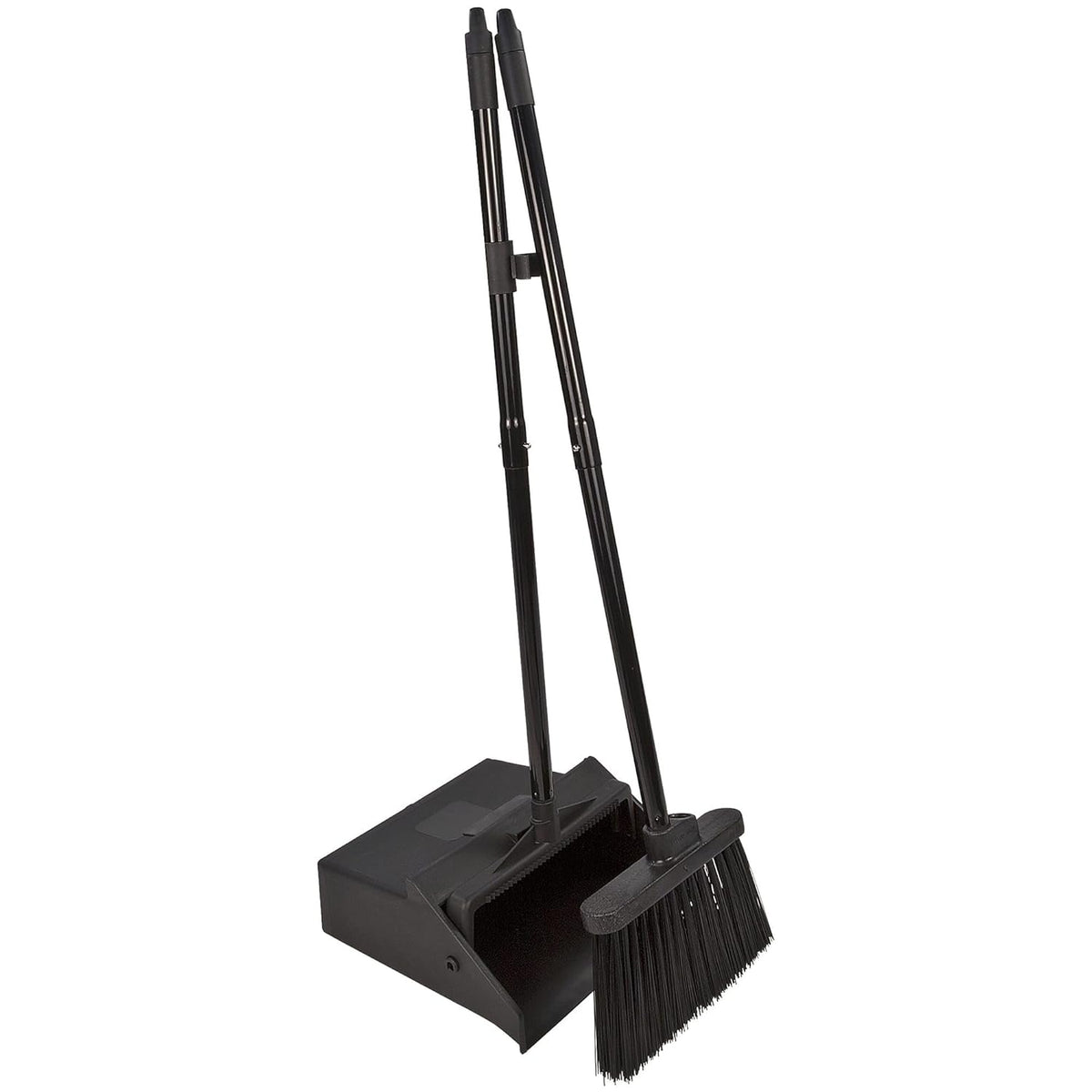 SPARTA Duo-Pan Upright Dust Pan and Broom Set, Essential Cleaning Tools for Home and Commercial Use, 36" Handle, 1 Count, Black
