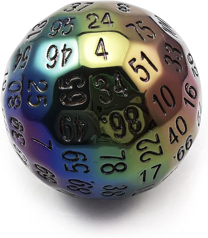 Bescon Metal Plating 100 Sided Dice, Game Dice D100, Polyhedral Solid 100 Sides Dice 45MM in Diameter (1.8inch)