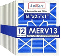 LEKEN 16x25x1 AC Furnace HVAC Filter Reusable Electrostatic Filters MERV 13 For Households With Pets, Contain 1 Reusable ABS Frame+12 Air Filter Medias