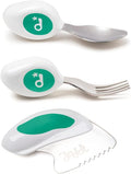 doddl Toddler Utensils, Ergonomic Fork Spoon and Knife Set for Self Feeding, Stainless Steel Silverware for 1-3 Year Olds, BPA Free, Dishwasher Safe (Aqua)