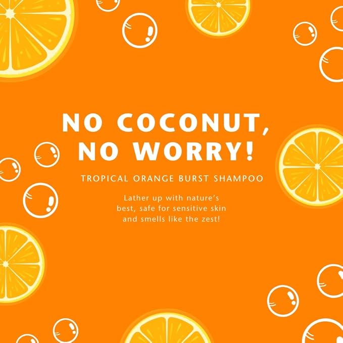 Clean Kids Naturally Tropical Shampoo- EWG Verified, All-Natural, Coconut-free, Gluten-free, Vegan, and Cruelty-free, Paraben-Free (2 Bottles, Orange Burst)