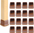 Ezprotekt 24 Pcs Square Chair Leg Floor Protectors with Felt, Silicone Felt Furniture Pads Cups for Hardwood Floor, Dining Table Leg Caps Covers No Scratches (L Fit: 1" to 1.4", Brown)