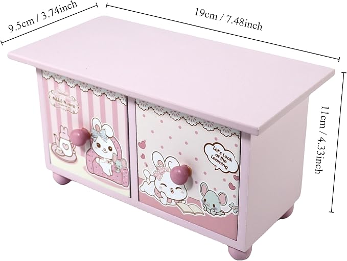 Girl Jewelry Box Pink Cute bunny Tabletop Storage Box Little girl birthday christmas Gift kids jewelry box Organizer